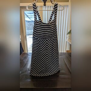 Navy/White Lands End Underwire Swim Dress